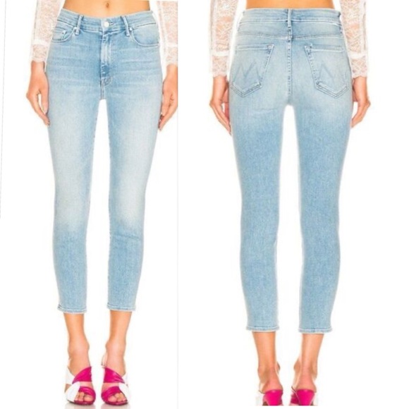 MOTHER The Looker Crop High-Rise Jeans in Swimming Pool Sunday Size 26 - Picture 4 of 16